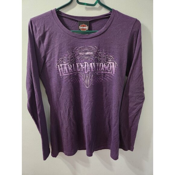 Harley-Davidson Tops - Harley Davidson Women Long Sleeves T-Shirt Purple Size Large Quebec Local Dealer